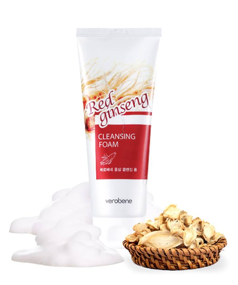 Sữa rửa mặt hồng sâm hàn quốc verobene red ginseng cleansing foam 150 ml