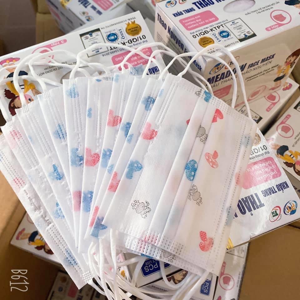 Khẩu trang Y tế Trẻ em Thảo Nguyên 3 lớp (50 chiếc) - Nhiều màu xinh xắn