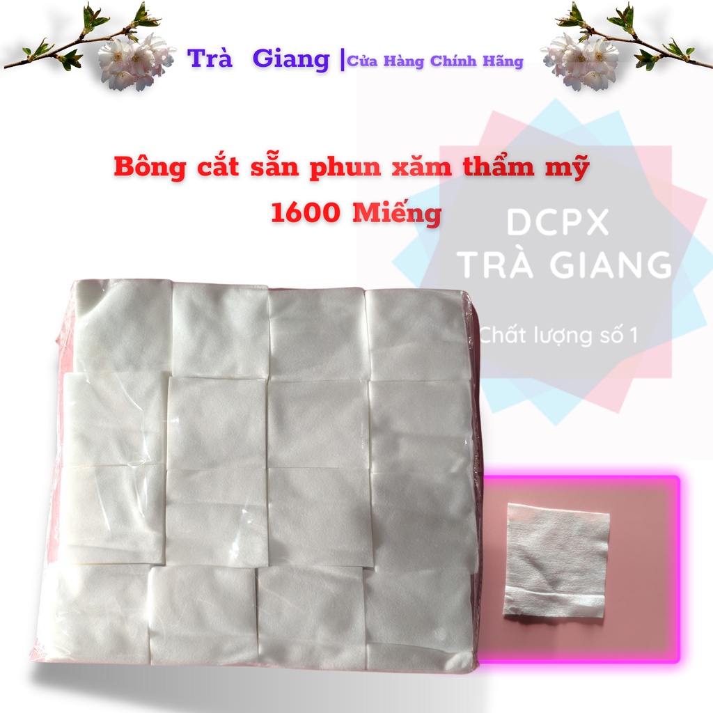 Bông cắt sẵn 1600 miếng - bông lau phun xăm thẩm mỹ