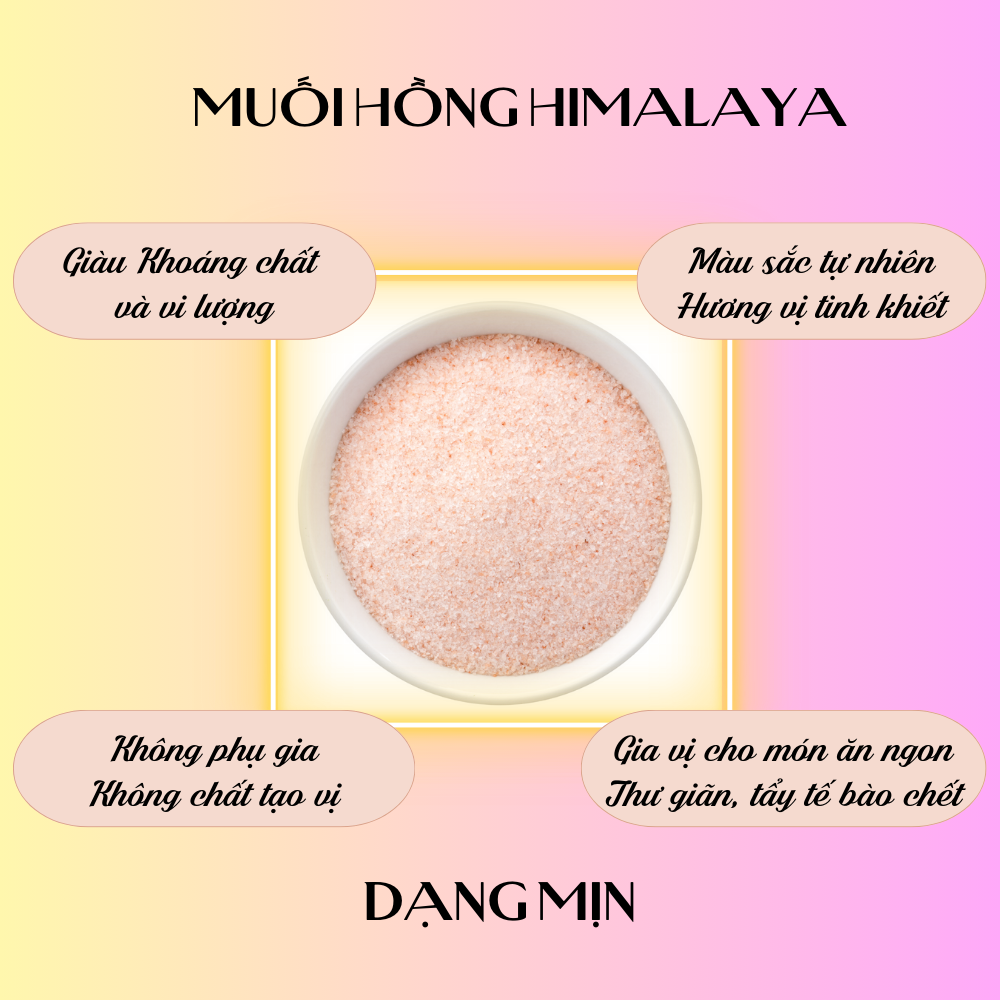 Muối hồng Himalaya dạng mịn 100g/túi dùng nấu ăn, tẩy tế bào chết, ngâm chân thải độc