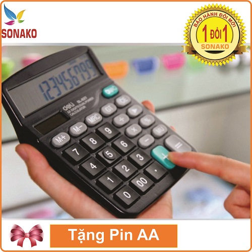 Máy tính tiền 12 số Deli 837ES Chính Hãng, Máy tính văn phòng cầm tay năng lượng mặt trời - Sonako
