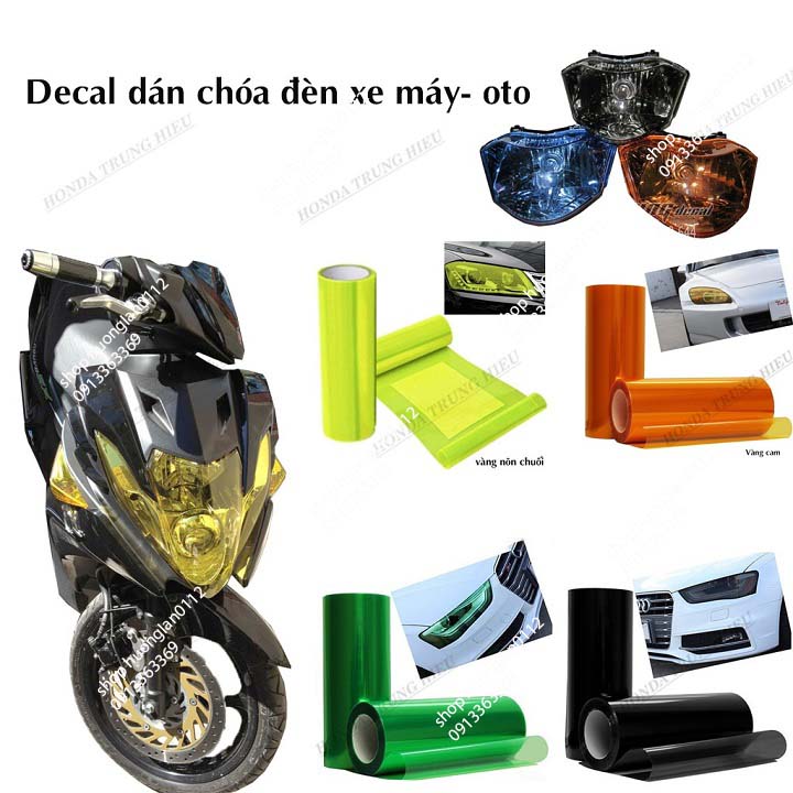 Decal dán pha đèn đủ màu sắc khổ 50cm