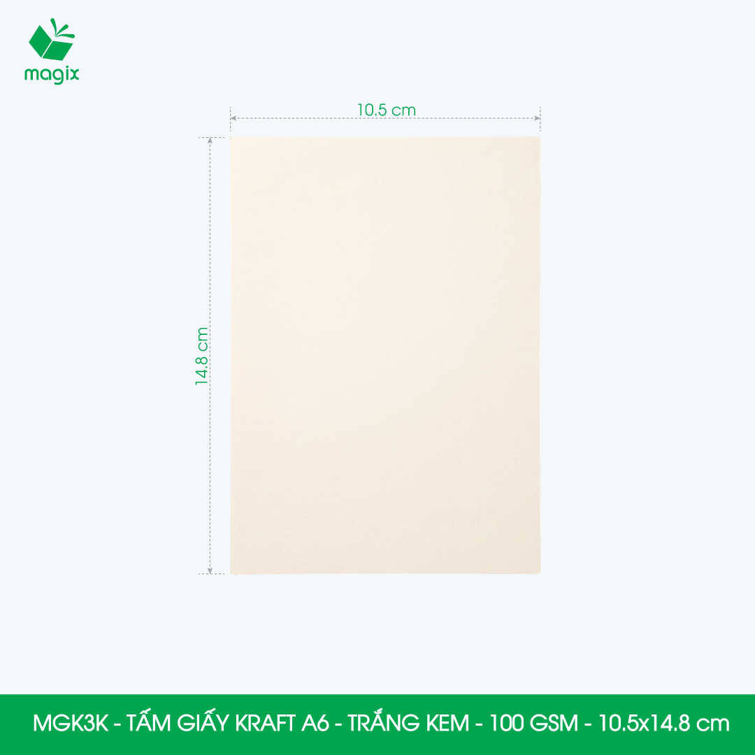 MGK3K - A6 - 100 gsm - 500 tờ giấy kraft trắng kem - Giấy mỹ thuật in ấn, làm ruột sổ, vẽ phác thảo