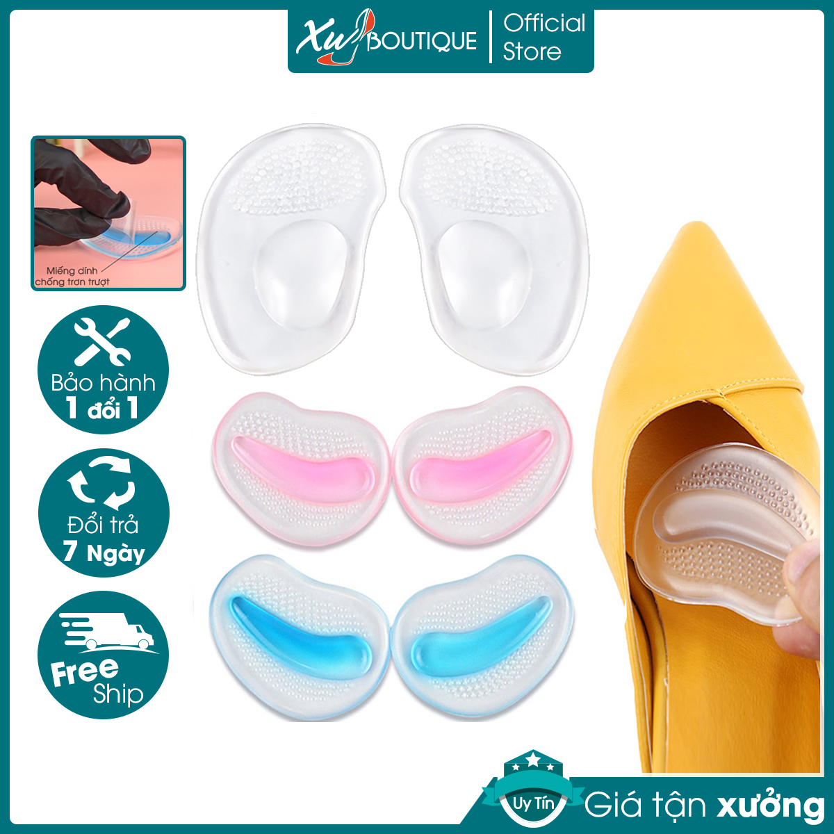 Miếng Lót Mũi Giày Silicon Có Dán Tăng Size, Giảm Đau Chân (Cho Giày Nam/Nữ, Giày Cao Gót, Giầy Bệt ...)