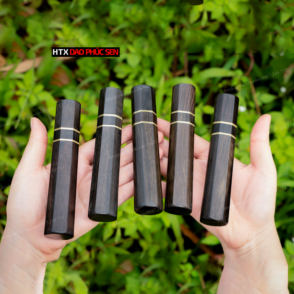 Cán dao nhật bát giác gỗ mun - cn01