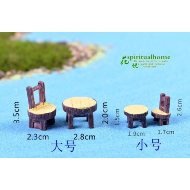 [HCM]Bộ Bàn Ghế Gỗ Cây Mô Hình Tí Hon Tiểu Cảnh Terrarium (Gồm 1 Ghế + 1 Bàn) [1 cái ]