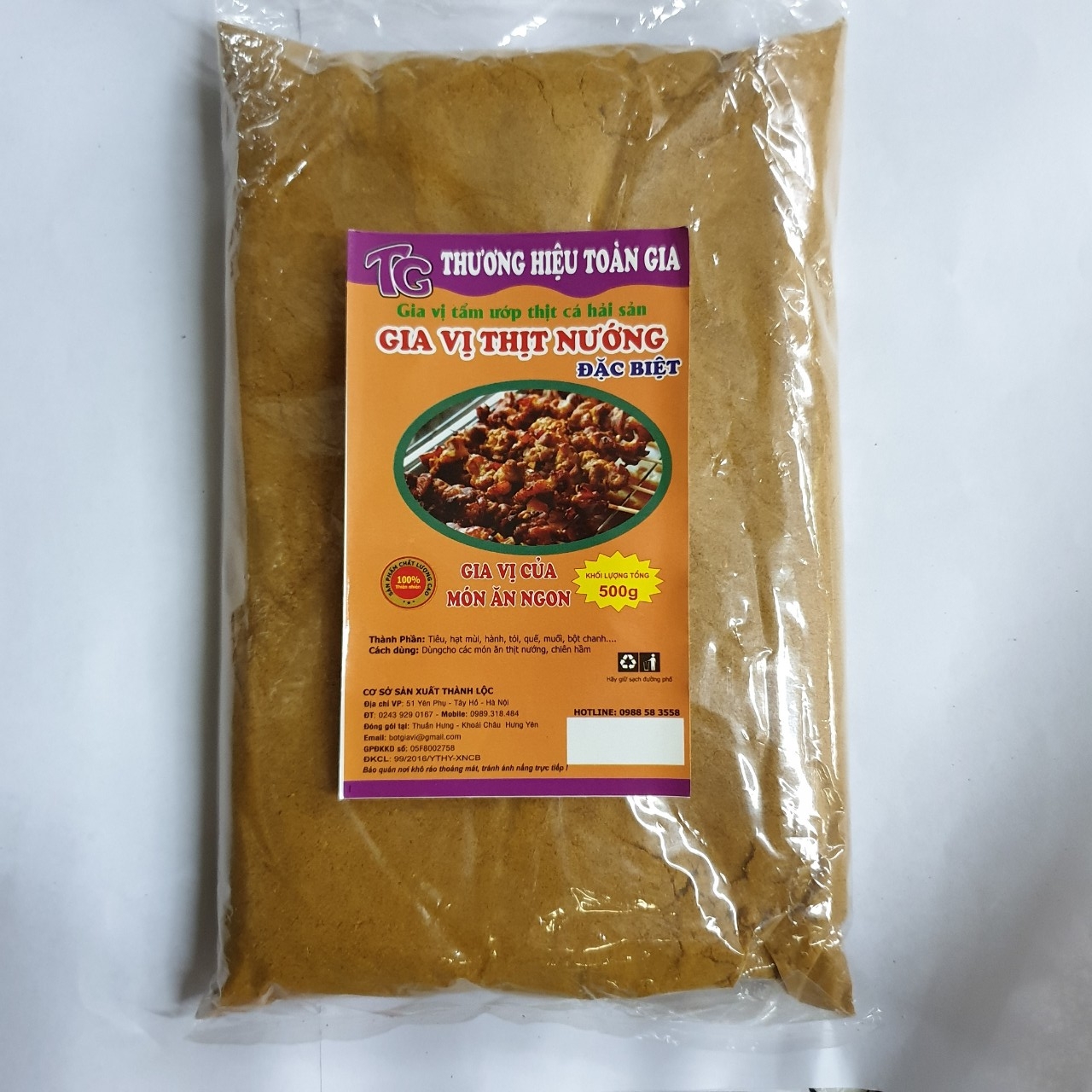 Gia vị tẩm ướp thịt nướng gói 500gr - bí quyết ướp thịt nướng thơm ngon, hấp dẫn