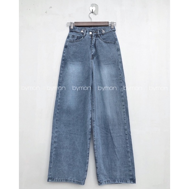 🧩baggy jeans ống rộng đai nút
