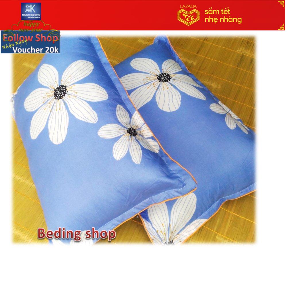 Bộ 2 ruột gối kèm 2 vỏ gối hoa mai 45cmx65cm