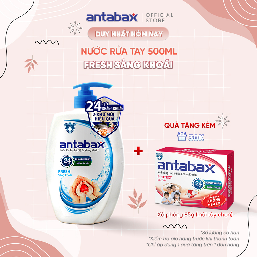 Nước Rửa Tay Bảo Vệ Da Kháng Khuẩn Antabax Fresh Sảng Khoái 500ml