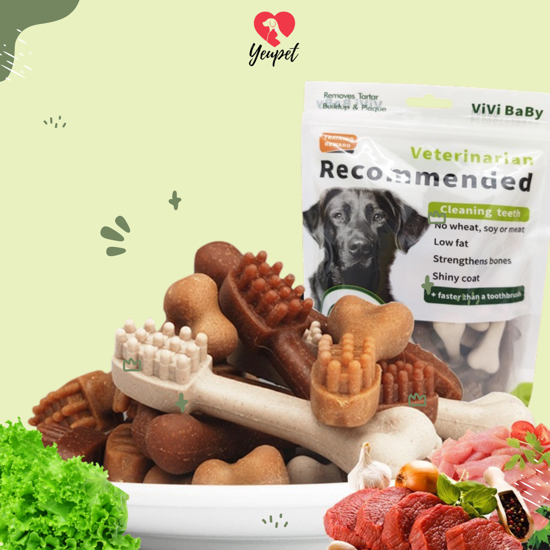 Xương gặm sạch răng cho chó Vivibaby làm sạch niếu răng không cần đánh răng đồ ăn cho chó sạch răng thơm miệng 30 chiếc -240g