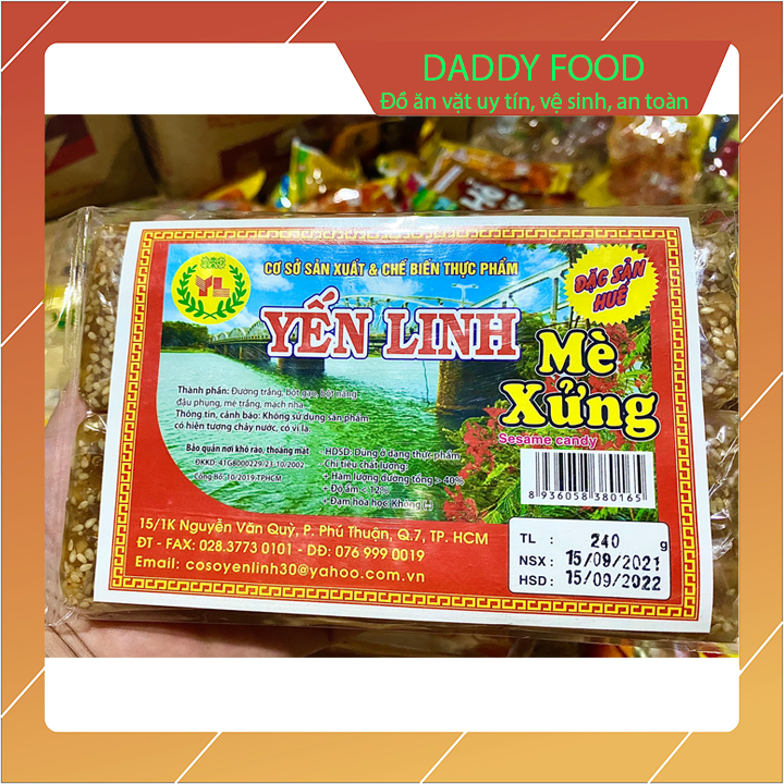 Kẹo dẻo mè xửng Yến Linh gói 240g, đồ ăn vặt tuổi thơ