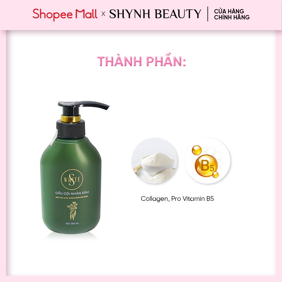 Dầu gội s-white nhân sâm đào cho tóc suông dài, mượt mà 360ml