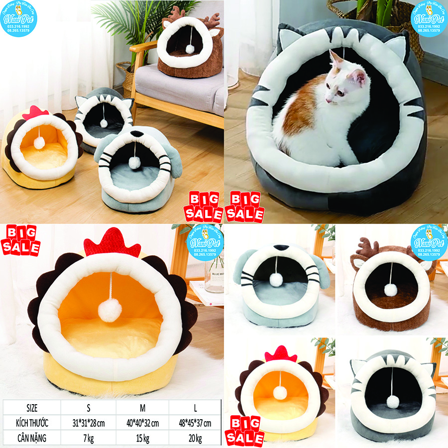 Đệm nhà ổ nằm thú cưng lót lông giữ ấm cho chó mèo hamster hàng cao cấp - NaniPetshop