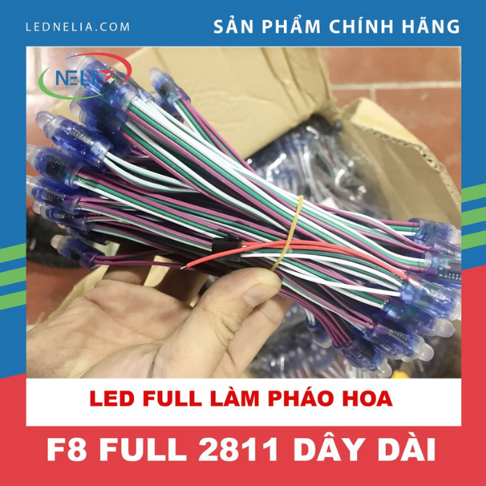 Dây led full color f8 đế 12mm IC 2811 chuyên làm trang trí, cây phao hoa.