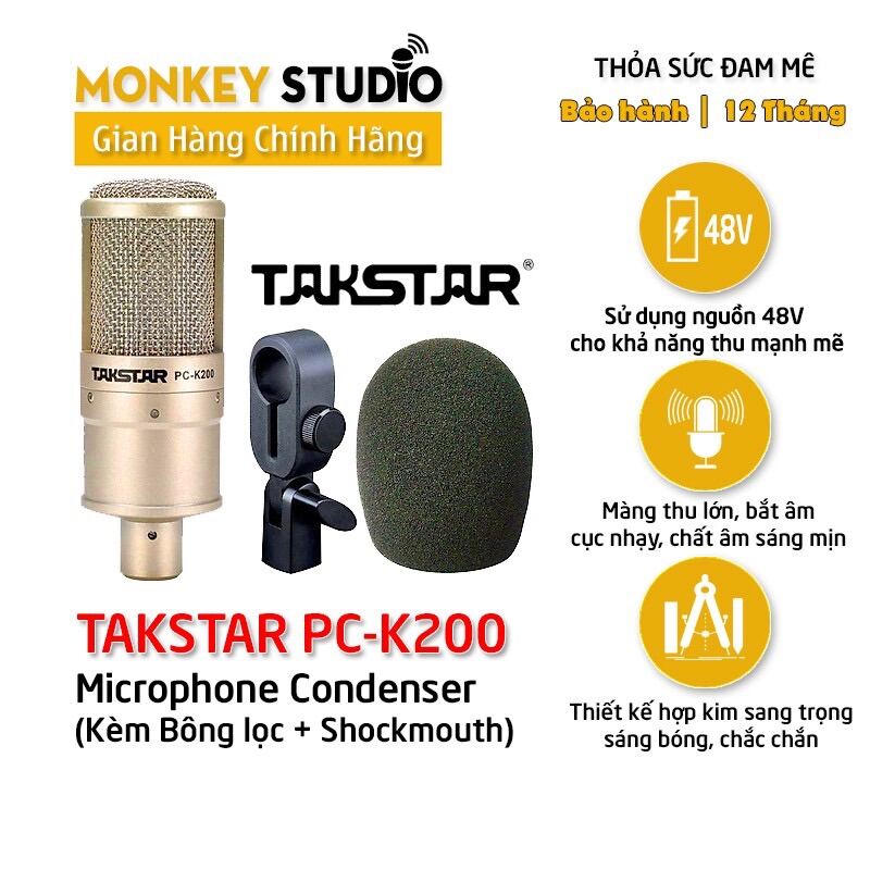 Mic thu âm livestream takstar pc-k200 hàng hính hãng