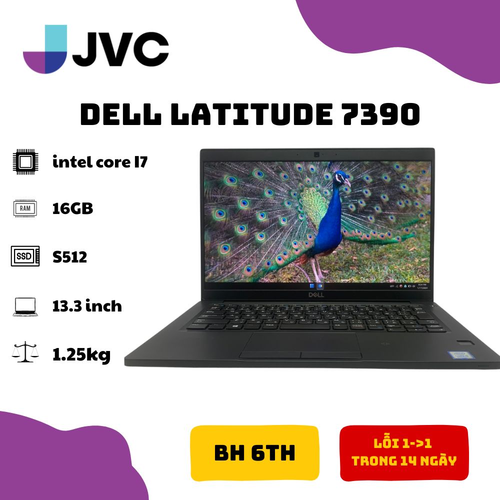 Laptop Dell Latitude 7390 Core i7-8650U RAM 16GB SSD 256GB 13.3inch IPS FHD Pin 4-6H
