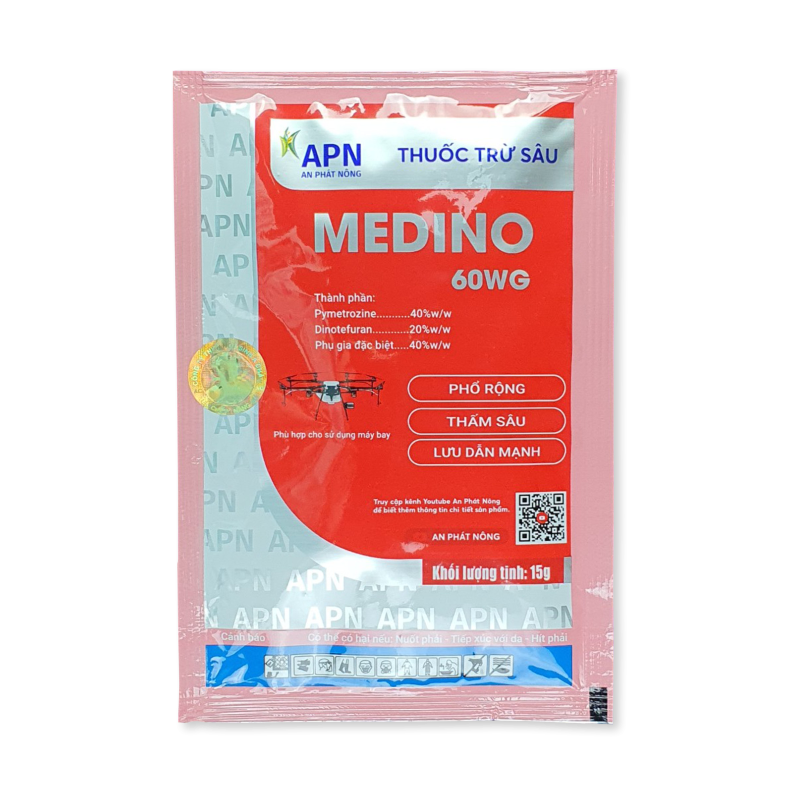 MEDINO (gói 15g)  giúp quản lý rầy phấn trắng, rầy nâu, bọ trĩ trên cây trồng