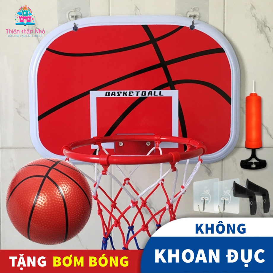Đồ chơi bóng rổ khung sắt tặng bóng treo tường cho bé tại nhà - trò chơi thể thao ném bóng rổ - thiên thần nhỏ