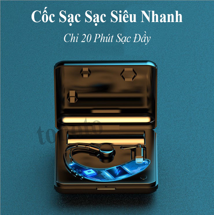 Tai nghe nhet tai khong day, Tai nghe bluetooth khong day Y10 Sạc Siêu Nhanh 20 phút; Cốc Sạc Kiêm Sạc Dự Phòng 1200mAh; Hỗ trợ Nghe Nhạc, Gọi Thoại