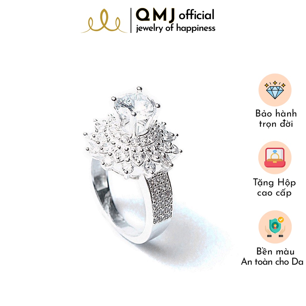 QMJ Nhẫn bạc Hải liên thiết kế nạm đá tấm tinh tế, dành cho bạn nữ nhẫn tron bộ trang sức cổ trang và  phụ kiện thời trang, thiết kế đơn giản, nhẫn nữ cá tính trơn - QNL1792