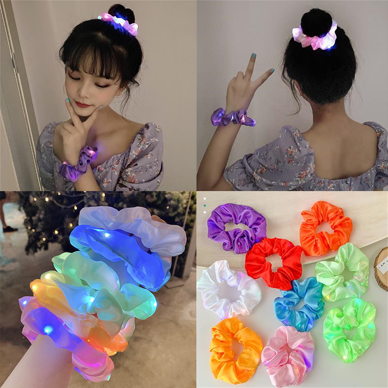 Dây buộc tóc Scrunchies Hàn Quốc đèn led phát sáng