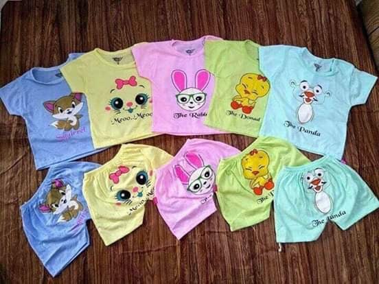 Set 5 bộ quần áo cộc tay cotton 2 chiều cho bé 3-15kg