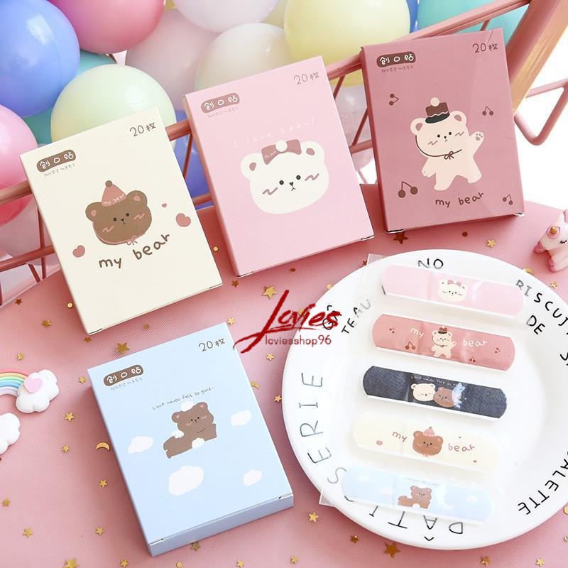 [HCM](1 Hộp 20 miếng) Băng Dán Cá Nhân Hình Gấu Kute Không Thấm Nước loviesshop96
