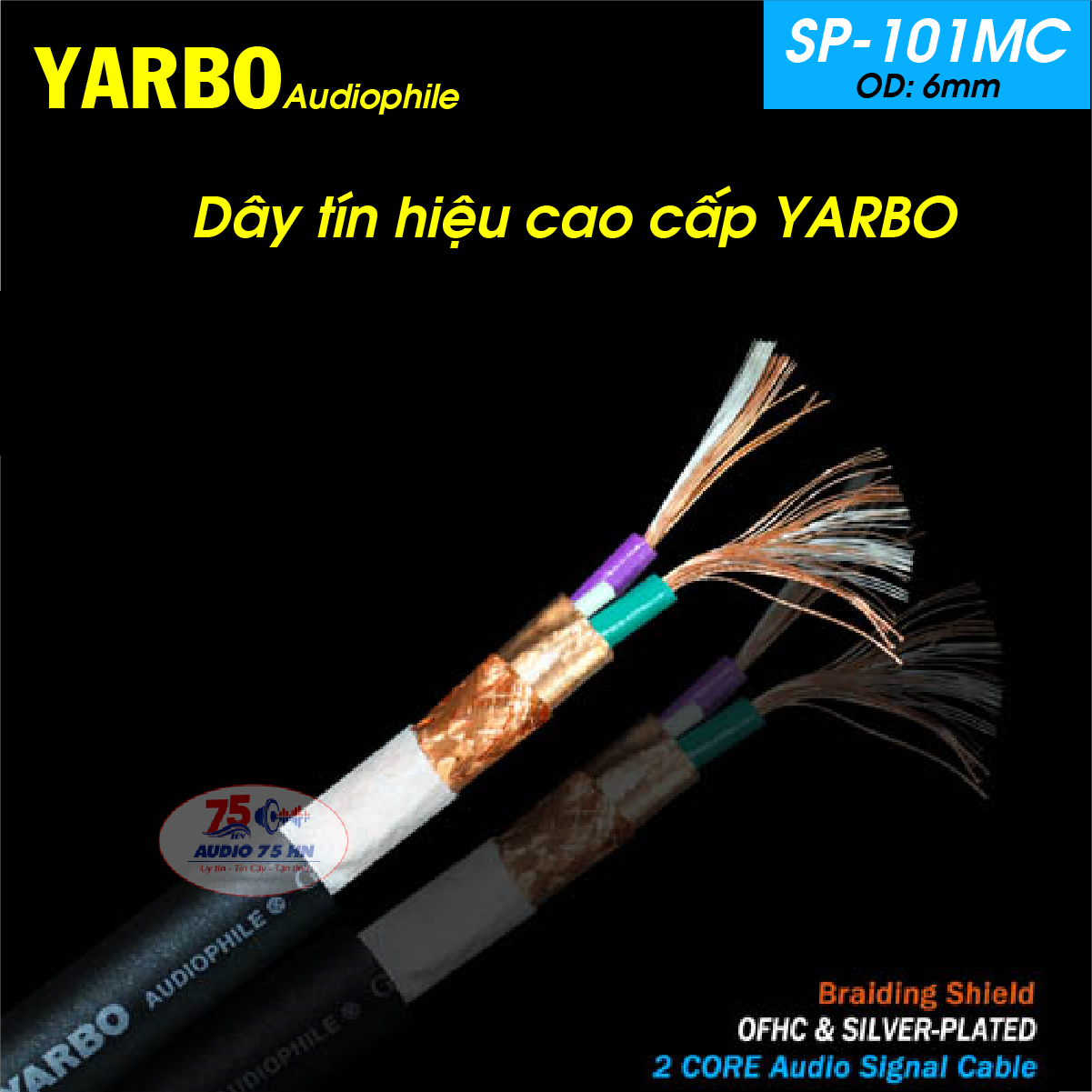 01 mét dây tín hiệu âm thanh yarbo sp101mc audiophile germany cao cấp lõi đồng mạ bạc
