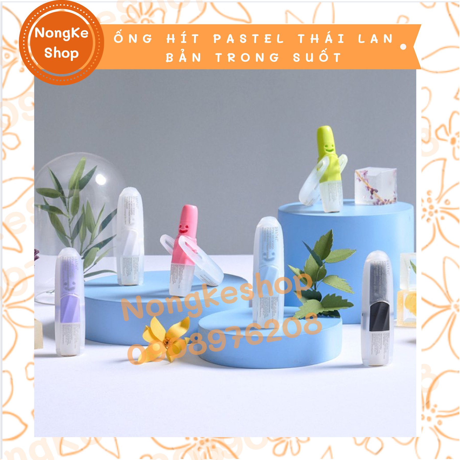 Ống hít thông mũi pastel bản trong suốt thái lan