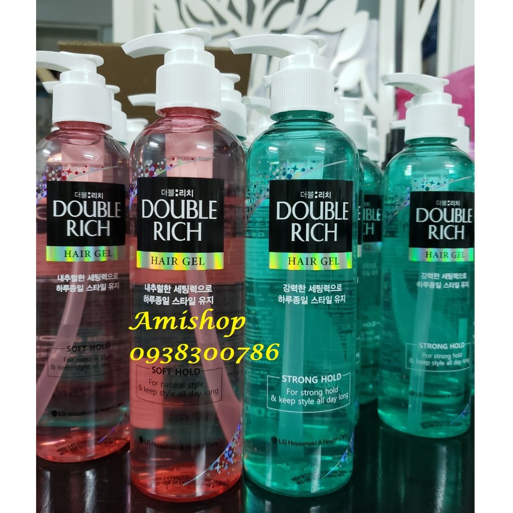 Gel vuốt tóc Double Rich màu hồng - tóc thẳng