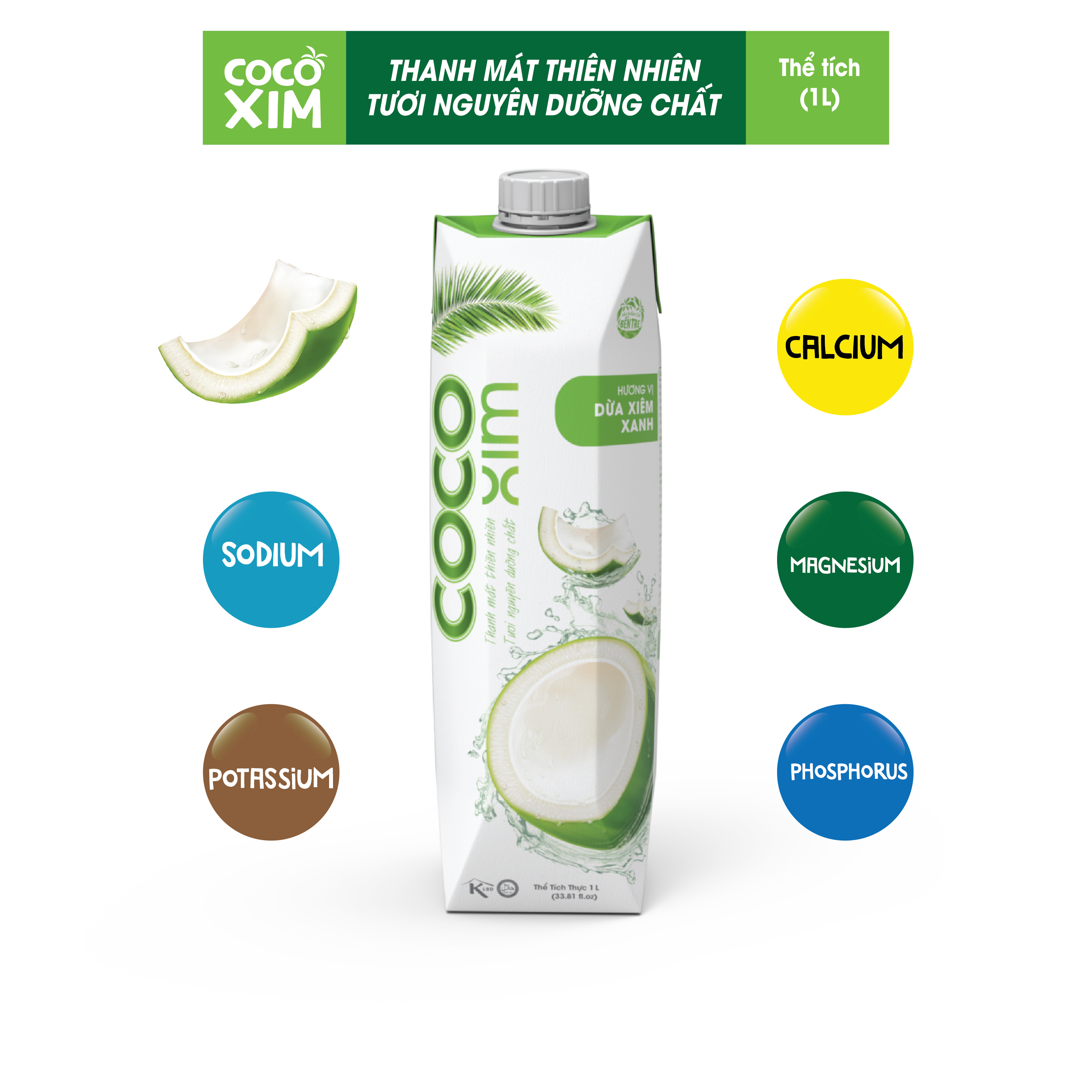 [FRESH] Nước dừa đóng hộp Cocoxim Xanh dung tich 1000ml/Hộp