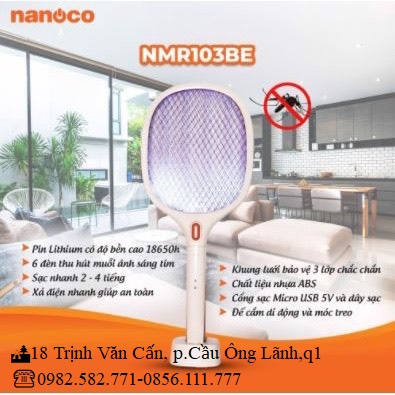 Vợt muỗi thông minh 2 trong 1, tự bắt muỗi NMR103BE Nanoco- nhà phân phối Panasonic- Hàng chính hãng- BH 12 tháng