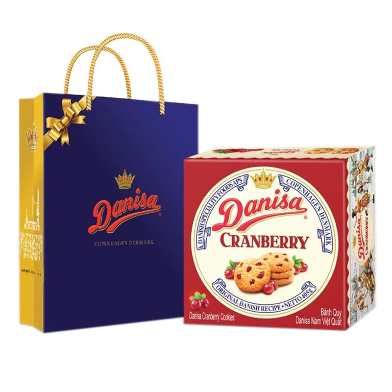 BÁNH QUY BƠ NAM VIỆT QUẤT CRANBERRY DANISA 405g (tặng kèm túi xách)