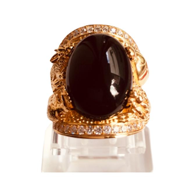 Nhẫn nam đá thạch anh mạ vàng 18k