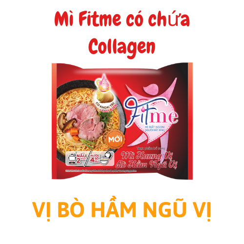 Thùng 36 gói mì Fitme bổ sung Collagen vị Bò Hầm Ngũ Vị 80gr, tặng kèm 6 HỘP nhựa cao cấp