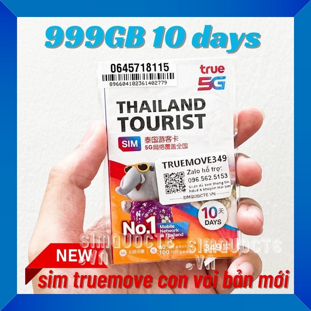 Thẻ vào mạng 4G Sim Du Lịch Thái Lan TRUEMOVE TOURIST SIM Tốc Độ Cao Hỗ trợ Giao Nhanh và Esim