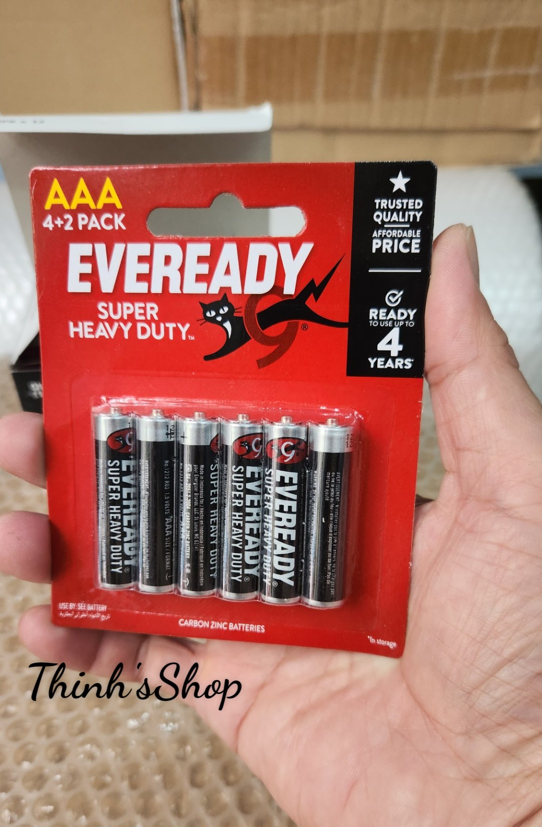 Vỉ 6 viên pin đũa aaa eveready super heavy duty 1.5v mẫu mới