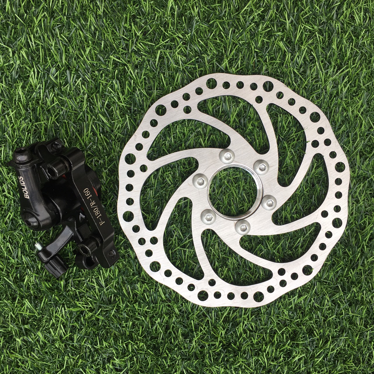 bộ phanh đĩa xe đạp  có củ phanh đi kèm đường kính 160 mm 6 lỗ ốc