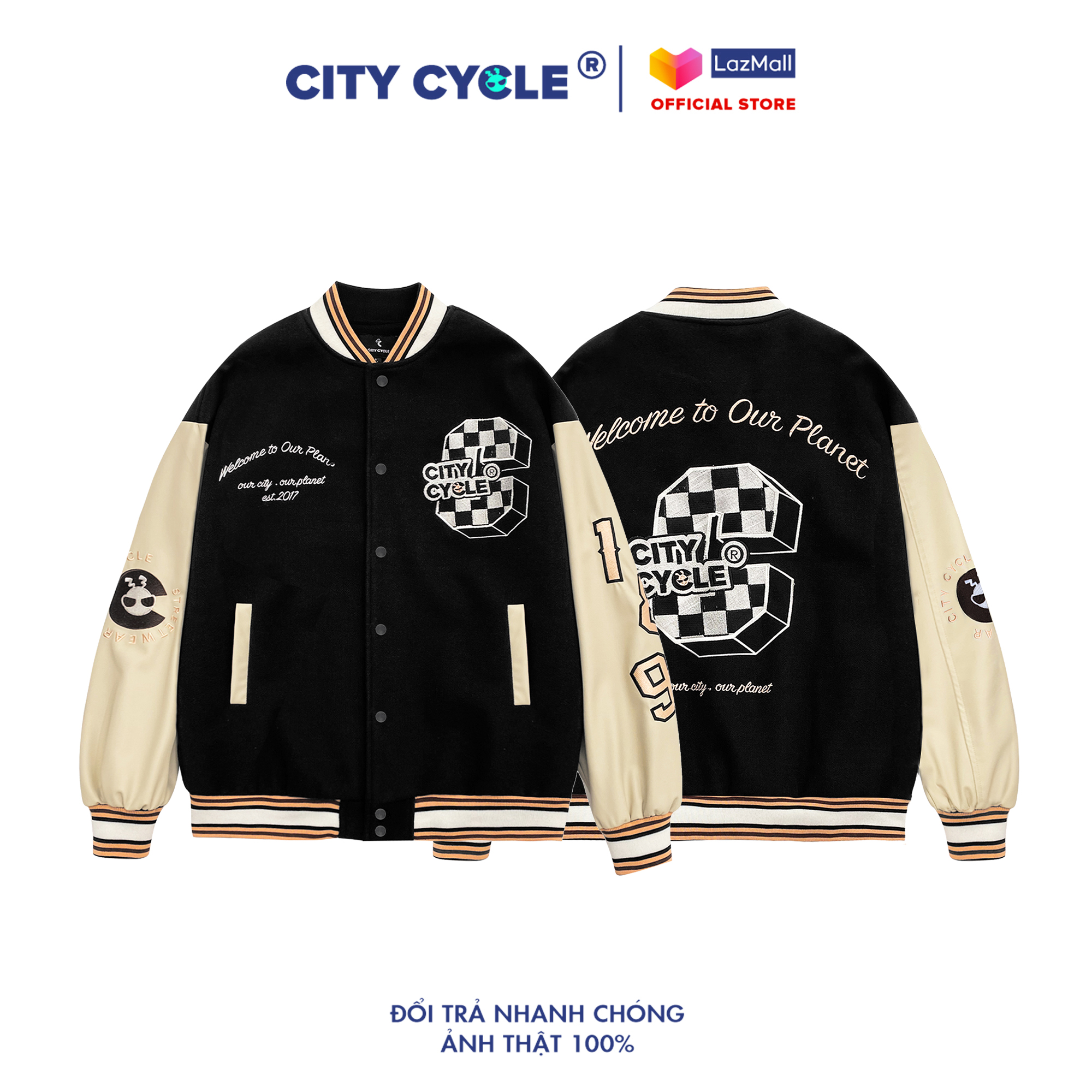 Áo khoác bomber varsity jacket Racer City Cycle unisex form rộng nam nữ oversize Local Brand
