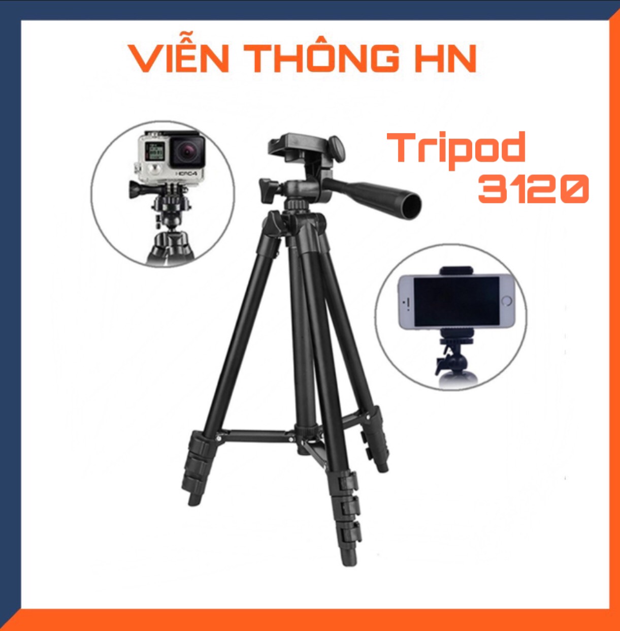 Gía đỡ chụp hình Tripod 3120 có kèm giá đỡ điện thoại - gía 3 chân Tripod 3120 105cm ứng dụng chụp hình live stream ...