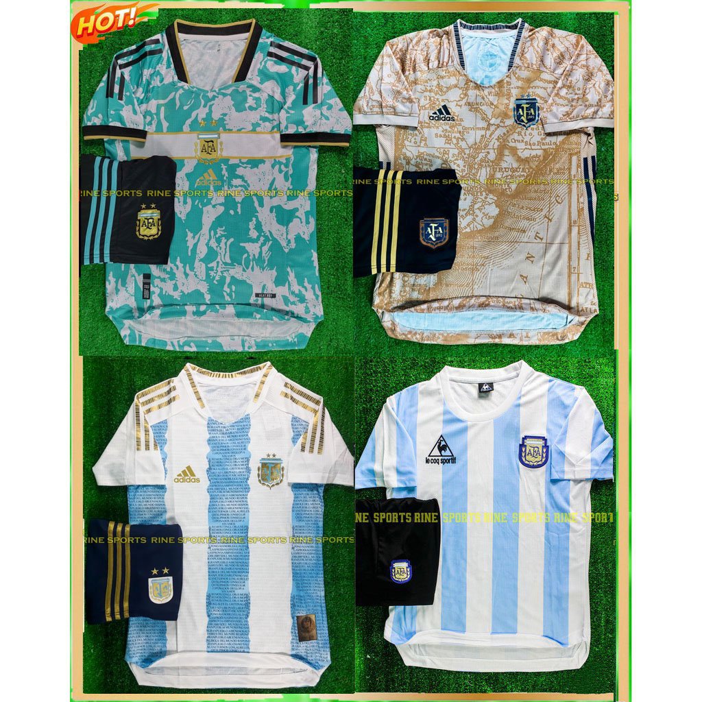 Bộ áo đá bóng argentina world cúp 2022 hàng thailand giống thi đấu 99%