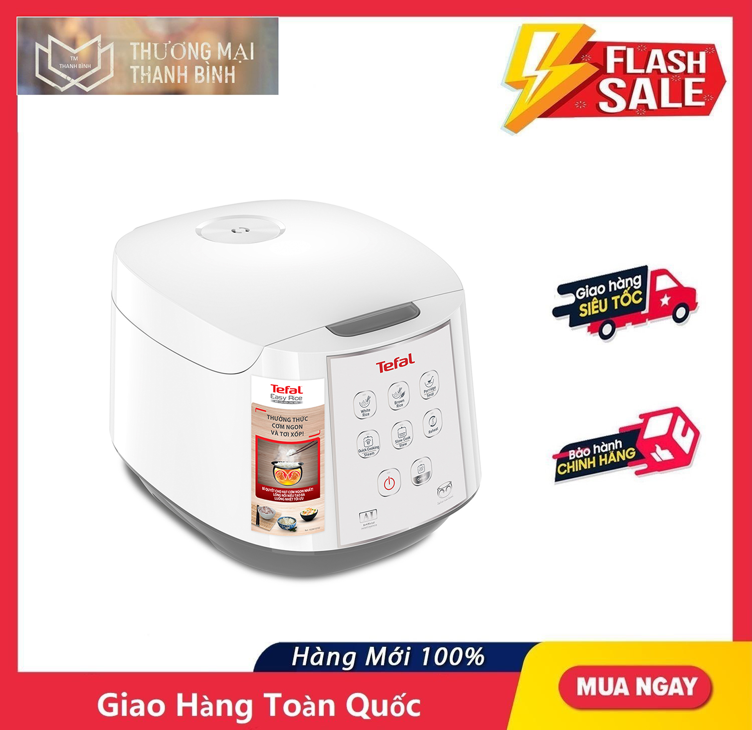 Nồi cơm điện tử tefal 1.8 lít rk732168 - hàng chính hãng
