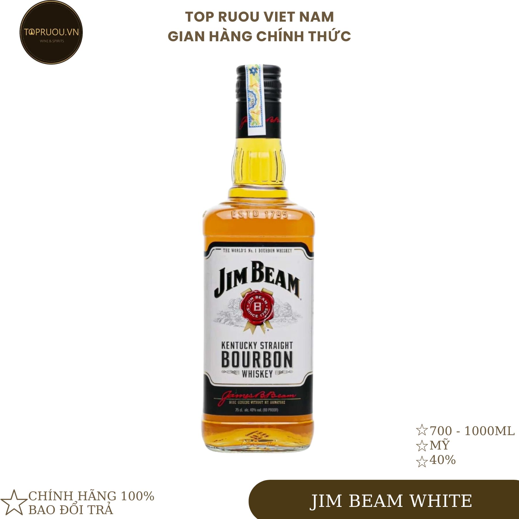 Rượu jim beam white 700ml - 1000ml