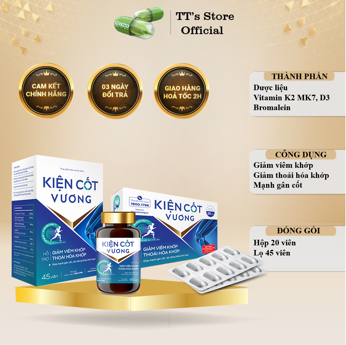 Viên uống Kiện Cốt Vương - hết đau nhức xương khớp