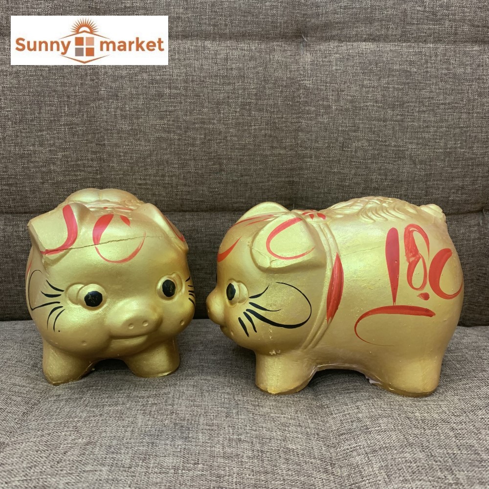 Heo đất tài lộc nhũ vàng ánh kim size đại (27x17x18cm) bỏ tiền tiết kiệm