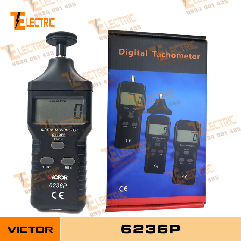 Victor 6236p thiết bị đo tốc độ vòng tua 2 in 1, đo tốc độ vòng quay tiếp xúc và không tiếp xúc