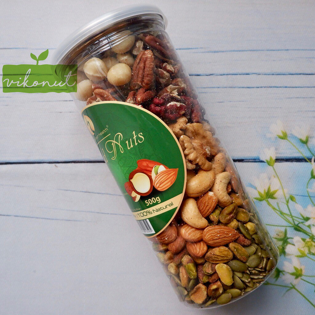 [HCM]Mixed nut 8 loại nhân Macca Óc chó đỏ Hạnh nhân Hồ đào Dẻ cười Điều Bí xanh Óc chó vàng [500gr]