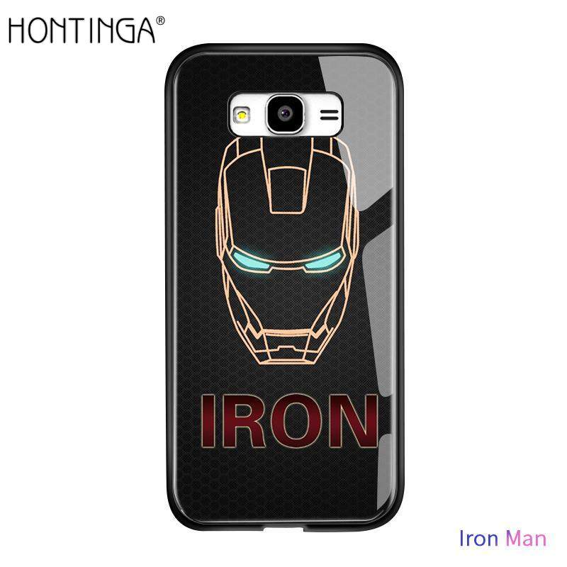 Hontinga Ốp Điện Thoại Cho Samsung Galaxy J7 2015/J700 Trường Hợp Người Sắt Siêu Anh Hùng Báo Thù Marvel Spiderman Chống Sốc Kính Cường Lực Phía Sau TPU Ốp Bảo Vệ Bìa