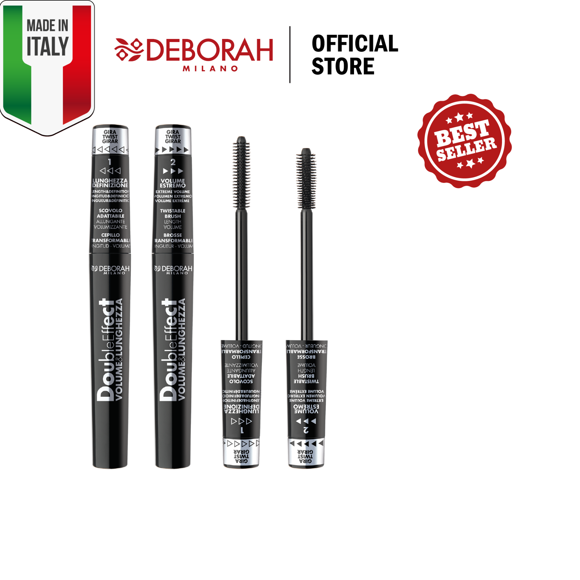 Mascara Deborah Milano Double Effect Volume & Length Bền Đẹp Sắc Nét Không Vón Cục Hay Bết Dính